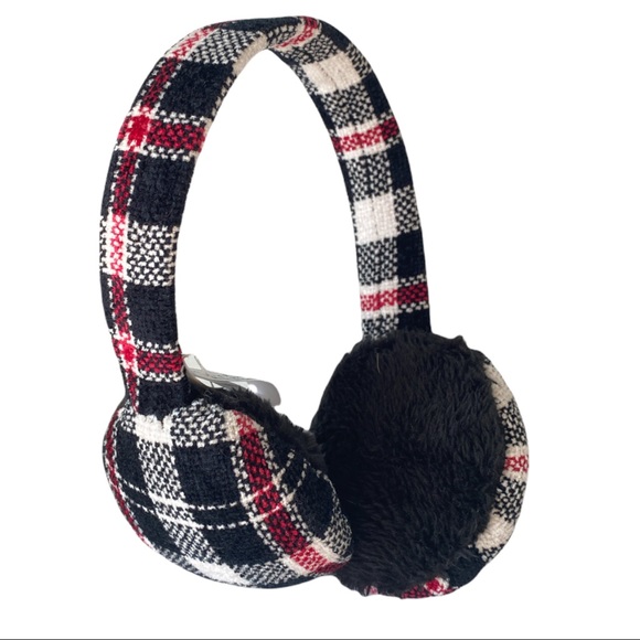 Charter Club Earmuffs Plaid Chenille Red And Black NWOT - Picture 3 of 5